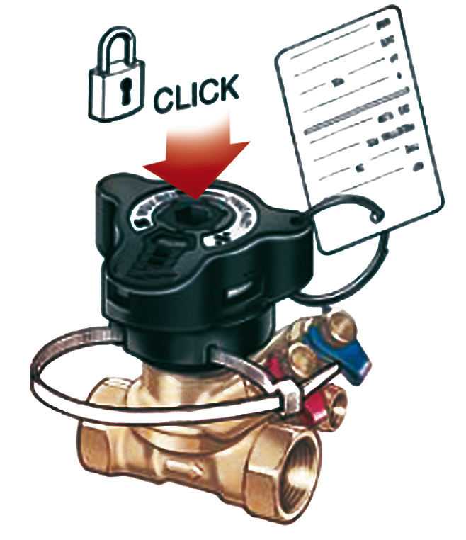 5. ábra A szelephez rendelhető egy címke, melyre a szükséges paraméterek felvezethetők, és a beállító kerékhez csatlakoztatva mindig ellenőrizhető az eredeti állapot.